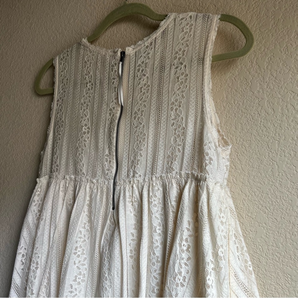 Free People Tu Es La Cream White Lace Sleeveless Mini Dress, size S - Picture 4 of 16